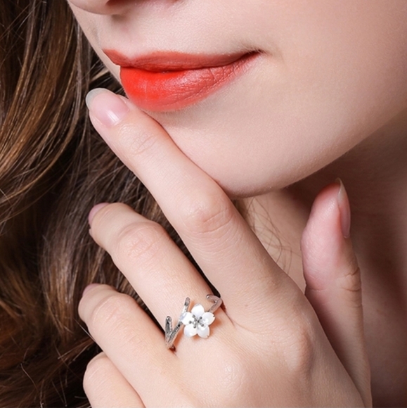💎NEW💎S925 CHERRY BLOSSOM PEARL RING - Picture 1 of 13